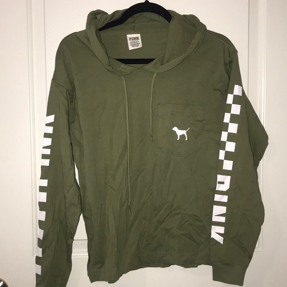 Green hooded top